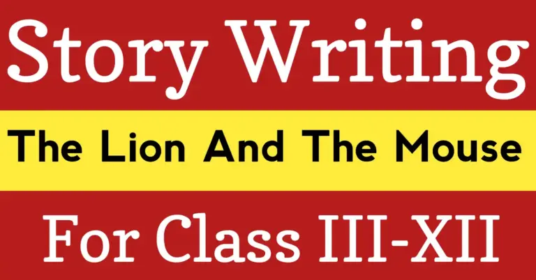 the lion and the mouse story writing in english with moral showing a small mouse helping a trapped lion in a classic tale of kindness
