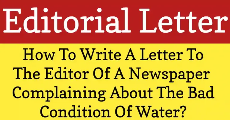 How To Write A Letter To The Editor Complaining Water